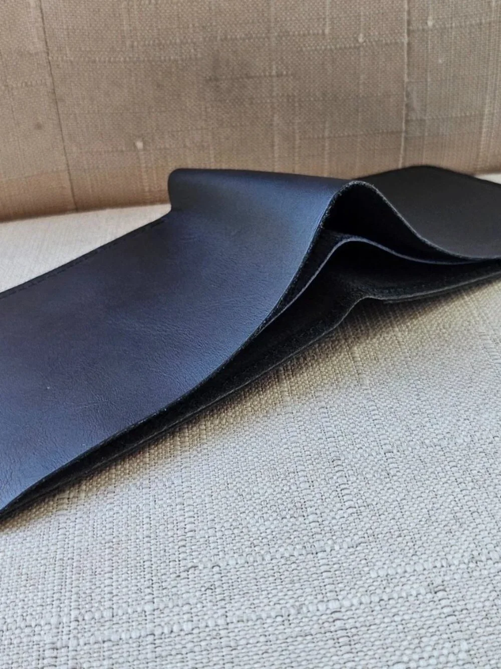 ALL Leather Billfold Handmade Black Genuine Leather Bifold Slimfold Cardholder